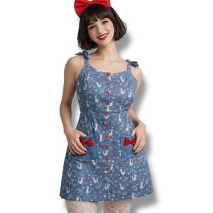 Studio Ghibli Kiki's Delivery Service Floral Jiji Allover Print Denim Tank Dress